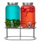 Basicwise 2-Pcs Glass Drink Dispenser Set - Ideal for Serving Beverages, Water, Lemonade and Juice at Picnics, Camping Trips, Wedding and Parties